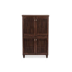 Baxton Studio Fernanda Modern and Contemporary 4-Door Oak Brown Wooden Entryway Shoes Storage Tall Cabinet - Entryway Furniture