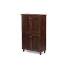 Baxton Studio Fernanda Modern and Contemporary 4-Door Oak Brown Wooden Entryway Shoes Storage Tall Cabinet - Entryway Furniture