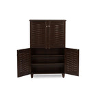 Baxton Studio Winda Modern and Contemporary 4-Door Dark Brown Wooden Entryway Shoes Storage Cabinet - Entryway Furniture