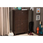 Baxton Studio Winda Modern and Contemporary 4-Door Dark Brown Wooden Entryway Shoes Storage Cabinet - Entryway Furniture