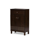 Baxton Studio Felda Dark Brown Modern Shoe Cabinet with 2 Doors and Drawer - Entryway Furniture