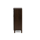 Baxton Studio Felda Dark Brown Modern Shoe Cabinet with 2 Doors and Drawer - Entryway Furniture