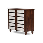 Baxton Studio Gisela Oak and White 2-tone Shoe Cabinet With 2 Doors - Entryway Furniture