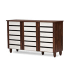 Baxton Studio Gisela Oak and White 2-tone Shoe Cabinet With 3 Doors - Entryway Furniture