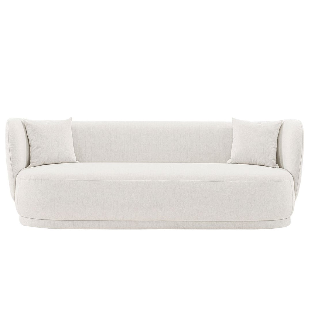 Manhattan Comfort Contemporary Siri Linen 92.52 Sofa with Pillows in Cream-Modern Room Deco