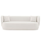 Manhattan Comfort Contemporary Siri Linen 92.52 Sofa with Pillows in Cream-Modern Room Deco