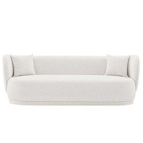 Manhattan Comfort Contemporary Siri Linen 92.52 Sofa with Pillows in Cream-Modern Room Deco