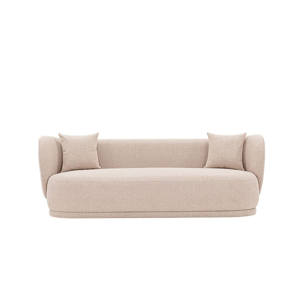 Manhattan Comfort Contemporary Siri Linen 92.52 Sofa with Pillows in Wheat-Modern Room Deco