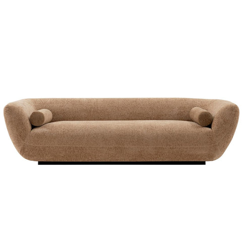 Manhattan Comfort Contemporary Ulka Boucle Sofa with Pillows in Light Brown-Modern Room Deco