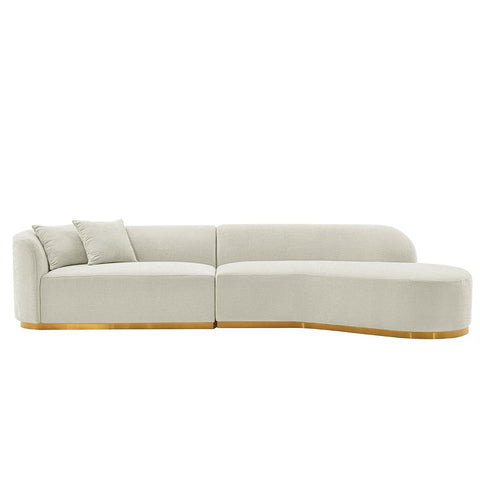 Manhattan Comfort Contemporary Daria Linen Sofa Sectional with Pillows in Ivory-Modern Room Deco