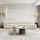 Manhattan Comfort Contemporary Daria Linen Sofa Sectional with Pillows in Ivory