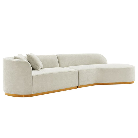 Manhattan Comfort Contemporary Daria Linen Sofa Sectional with Pillows in Ivory-Modern Room Deco
