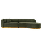 Manhattan Comfort Contemporary Daria Linen Sofa Sectional  with Pillows in Olive Green-Modern Room Deco