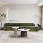 Manhattan Comfort Contemporary Daria Linen Sofa Sectional  with Pillows in Olive Green