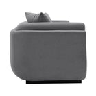 Manhattan Comfort Contemporary Edmonda Velvet Sofa with Pillows in Dark Grey