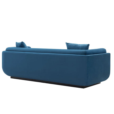 Manhattan Comfort Contemporary Edmonda Velvet Sofa with Pillows in Sapphire Blue-Modern Room Deco
