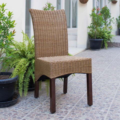 International Caravan Campbell Rattan Wicker Stained Dining Chair (Set of 2) - Chairs
