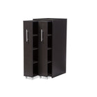 Baxton Studio Lindo Dark Brown Wood Bookcase with Two Pulled-out Doors Shelving Cabinet - Living Room Furniture