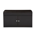 Baxton Studio Margaret Modern and Contemporary Dark Brown Wood 2-Door Shoe Cabinet with Faux Leather Seating Bench - Entryway Furniture