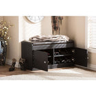 Baxton Studio Margaret Modern and Contemporary Dark Brown Wood 2-Door Shoe Cabinet with Faux Leather Seating Bench - Entryway Furniture