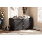 Baxton Studio Margaret Modern and Contemporary Dark Brown Wood 2-Door Shoe Cabinet with Faux Leather Seating Bench - Entryway Furniture