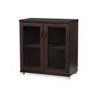 Baxton Studio Zentra Modern and Contemporary Dark Brown Sideboard Storage Cabinet with Glass Doors - Living Room Furniture