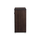 Baxton Studio Zentra Modern and Contemporary Dark Brown Sideboard Storage Cabinet with Glass Doors - Living Room Furniture