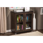 Baxton Studio Zentra Modern and Contemporary Dark Brown Sideboard Storage Cabinet with Glass Doors - Living Room Furniture