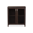 Baxton Studio Sintra Modern and Contemporary Dark Brown Sideboard Storage Cabinet with Glass Doors - Living Room Furniture