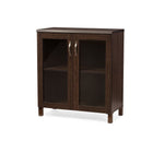 Baxton Studio Sintra Modern and Contemporary Dark Brown Sideboard Storage Cabinet with Glass Doors - Living Room Furniture