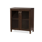 Baxton Studio Sintra Modern and Contemporary Dark Brown Sideboard Storage Cabinet with Glass Doors - Living Room Furniture