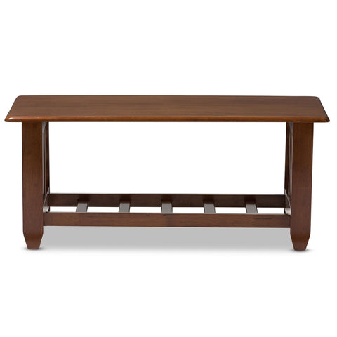 Baxton Studio Larissa Modern Classic Mission Style Cherry Finished Brown Wood Living Room Occasional Coffee Table - Living Room Furniture