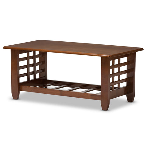 Baxton Studio Larissa Modern Classic Mission Style Cherry Finished Brown Wood Living Room Occasional Coffee Table - Living Room Furniture