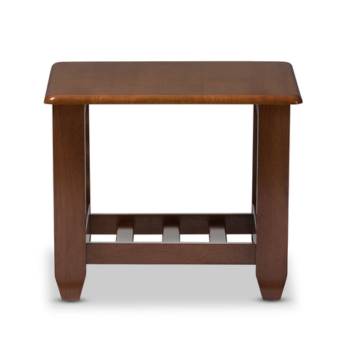 Baxton Studio Larissa Modern Classic Mission Style Cherry Finished Brown Wood Living Room Occasional End Table - Living Room Furniture