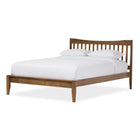 Baxton Studio Edeline Mid-Century Modern Solid Walnut Wood Curvaceous Slatted Full Size Platform Bed - Bedroom Furniture