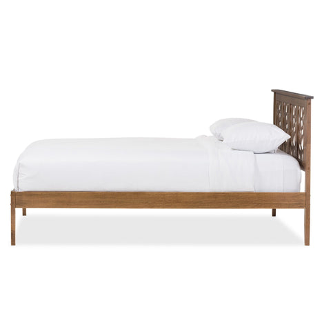 Baxton Studio Trina Contemporary Tree Branch Inspired Walnut Wood King Size Platform Bed - Bedroom Furniture