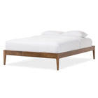 Baxton Studio Bentley Mid-Century Modern Walnut Finishing Solid Wood Queen Size Bed Frame - Bedroom Furniture