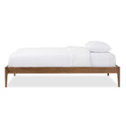 Baxton Studio Bentley Mid-Century Modern Walnut Finishing Solid Wood Queen Size Bed Frame - Bedroom Furniture