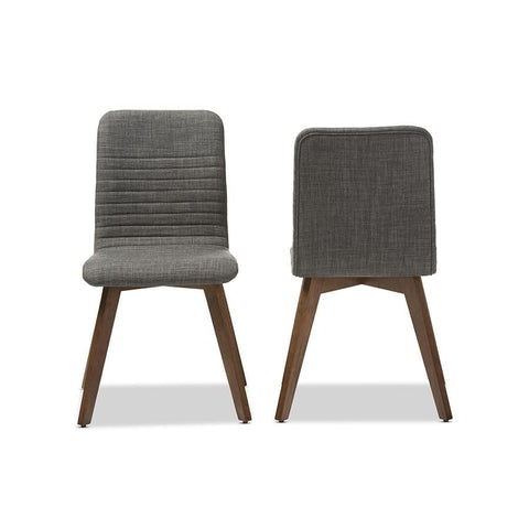 Baxton Studio Sugar Mid-century Retro Modern Scandinavian Style Dark Grey Fabric Upholstered Walnut Wood Finishing Dining Chair - Dining