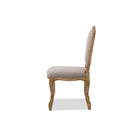 Baxton Studio Chateauneuf French Vintage Cottage Weathered Oak Beige Fabric Upholstered Dining Side Chair - Dining Room