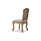 Baxton Studio Chateauneuf French Vintage Cottage Weathered Oak Beige Fabric Upholstered Dining Side Chair - Dining Room