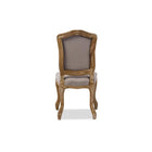 Baxton Studio Chateauneuf French Vintage Cottage Weathered Oak Beige Fabric Upholstered Dining Side Chair - Dining Room