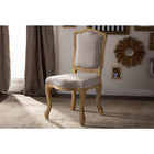 Baxton Studio Chateauneuf French Vintage Cottage Weathered Oak Beige Fabric Upholstered Dining Side Chair - Dining Room