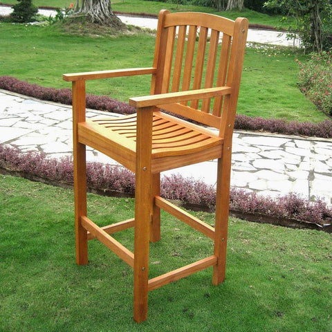 International Caravan Royal Tahiti Wood Set of Two Bar Height Arm Chair - Outdoor Furniture