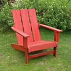 International Caravan Acacia Large Square Back Adirondack Chair - Barn Red - Outdoor Furniture