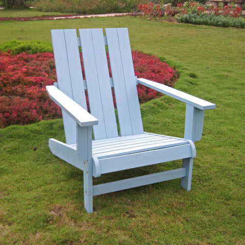 International Caravan Acacia Large Square Back Adirondack Chair - Rustic Brown - Outdoor Furniture