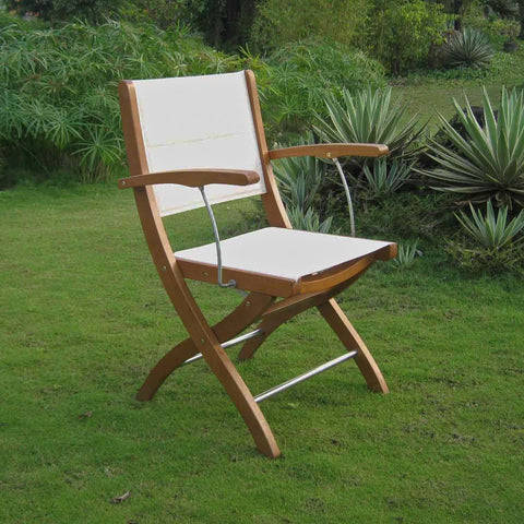 International Caravan Royal Tahiti Ivory Textilene Folding Armchair - Chairs