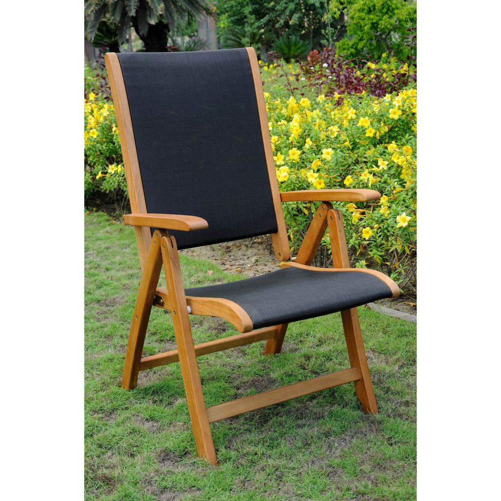 International Caravan Set of Two Royal Tahiti Outdoor Wood 5-Position Folding Chair - Outdoor Furniture