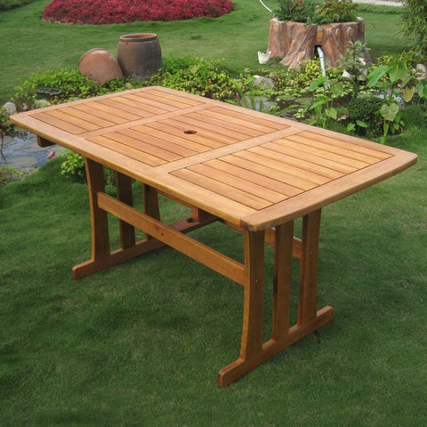 International Caravan Royal Tahiti Outdoor Wood Rectangular Dining Table - Outdoor Furniture