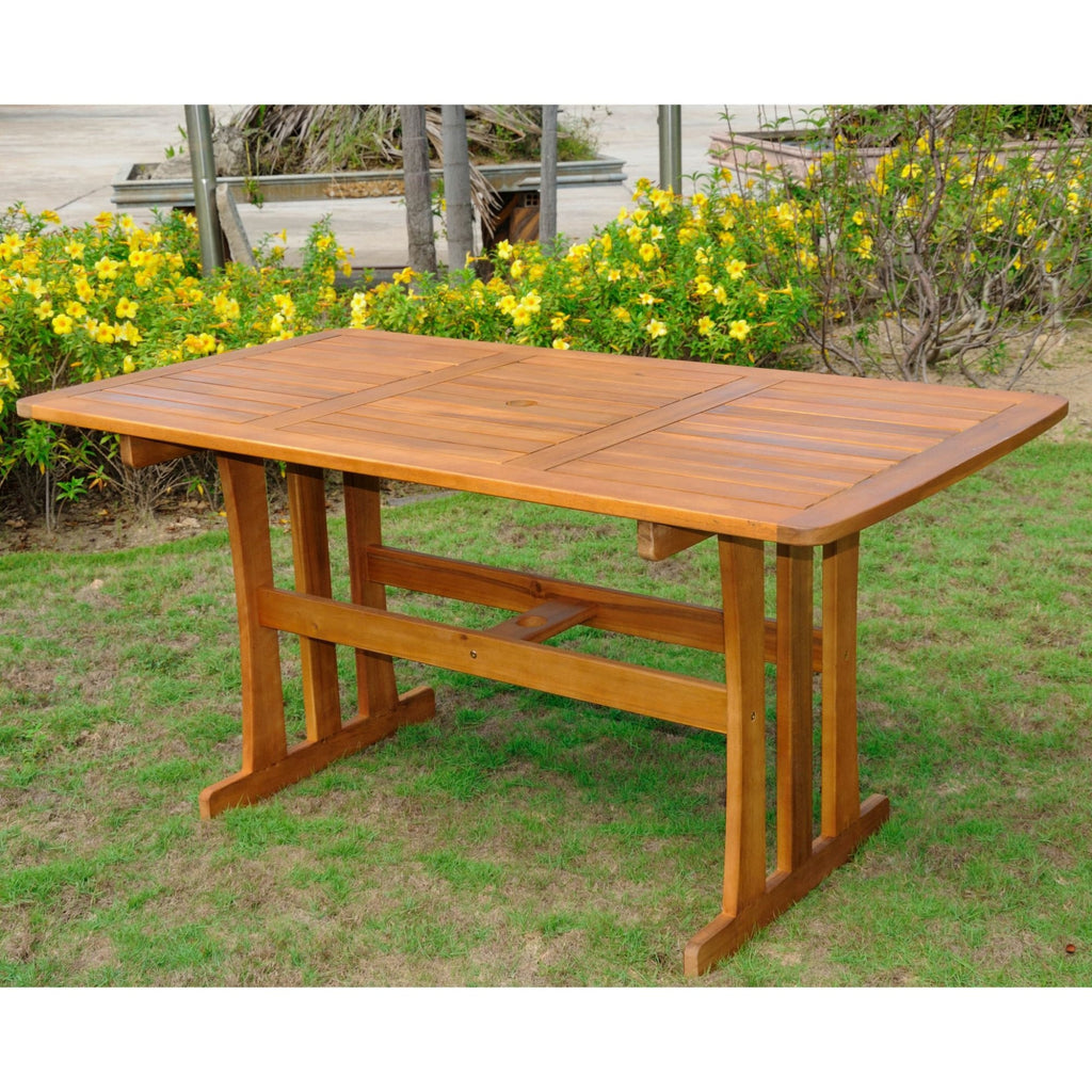 International Caravan Acacia Rectangular Dining Table - Rustic Brown - Outdoor Furniture